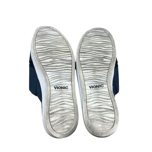 Vionic Lou Slide Sandals Navy Crisscross Leather Platform Comfort SZ 7 - Picture 5 of 6